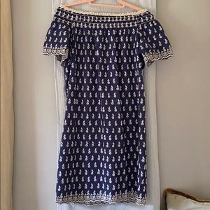 Max Studio navy embroidered dress, M
